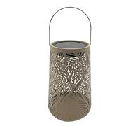 Dehner Farol solar Olea Ø20 x 32 cm - Lámpara LED de jardín, luz blanca | Lámpara LED de jardín, luz blanca cálida, funciona con energía solar, sensor crepuscular, metal y plástico