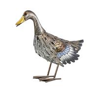 Dehner Figura Decorativa de Pato, decoración de jardín Resistente a Las heladas, artículo Decorativo para Interior y Exterior, Aprox. 43 x 37 x 16 cm, Metal, Color Plateado y marrón