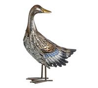Dehner Figura Decorativa de Pato, decoración de jardín Resistente a Las heladas, artículo Decorativo para Interior y Exterior, Aprox. 30 x 44 x 16 cm, Metal, Plata/marrón