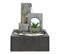 Dehner Fuente de Interior Mana, con iluminación LED, Aprox. 23 x 27 x 23 cm, poliresina, Gris
