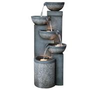Dehner Fuente de jardín Merkur, Resistente a Las heladas, para Exteriores, con iluminación LED, Aprox. 91 x 39 x 39 cm, poliresina, Gris