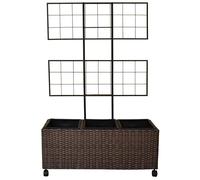 Dehner Lili - Enrejado para Plantas (Resistente a Las heladas, Resistente a los Rayos UV, Resistente a la Intemperie, Aprox. 85 x 130 x 30 cm, Incluye Ruedas/3 macetas), Color marrón