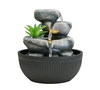 Dehner Lono - Fuente con iluminación LED (21 cm de diámetro, 21 cm de Altura, polirresina, Color Gris/Negro)