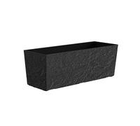 Dehner Maceta Stone, Incluye Sistema de riego/Orificio de Drenaje, Resistente a Las heladas, Aprox. 49,5 x 19 x 19 cm, Polipropileno, Antracita