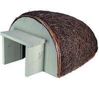 Dehner Natura - Casa para erizos Petzi, Aprox. 38 x 24 x 49 cm, Madera de Abeto/ratán, Color marrón y Gris
