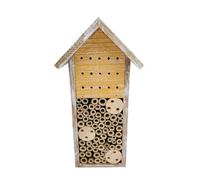 Dehner Natura Galway - Hotel de Insectos sostenible para Abejas Silvestres, Aprox. 15 x 30 x 13 cm, Madera de Abeto certificada FSC®, Color marrón/Amarillo