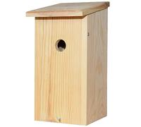 Dehner Natura Premium Birga - Caja Nido para pájaros Silvestres (16 x 32,5 x 20,5 cm, Orificio de Entrada de 32 mm, Madera de Pino certificada FSC, Color Natural