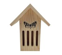 Dehner Natura Premium Casa de mariposas Runa, resistente a la intemperie, casa para insectos y pájaros silvestres, caja nido para mariposas, aprox. 17 x 23 x 12 cm, madera de pino con certificado FSC,