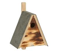Dehner Natura Premium - Nído para pájaros Silvestres (19 x 24 x 16 cm, Madera de Pino certificada FSC, Color Gris