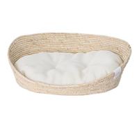 Dehner Premium Lovely - Cama para Dormir Profundo, 43 x 35 x 15 cm, Material Natural/Felpa, Color Blanco y Beige