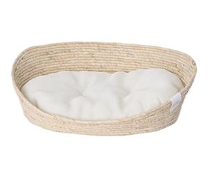Dehner Premium Lovely - Cama para Dormir Profundo, 43 x 35 x 15 cm, Material Natural/Felpa, Color Blanco y Beige