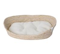 Dehner Premium Lovely - Cama para Dormir Profundo, 58 x 48 x 18 cm, Material Natural/Felpa, Color Blanco y Beige