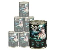 Dehner Wild Nature Auwald, Comida húmeda para Perros, sin Cereales, sin azúcar, para Perros Adultos, Aves de Corral/Caza, 6 latas de 400 g (2,4 kg)