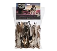 Dehner Wild Nature - Bocadillo para Perros de Primera Calidad, sin Gluten/sin azúcar, para Perros sensibles a la nutrición, Orejas de Conejo con Pelo, 500 g