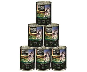Dehner Wild Nature - Comida húmeda para Perros de Sauce de montaña, sin Cereales, sin azúcar, para Perros Adultos, Caballos, 6 latas de 400 g (2,4 kg)