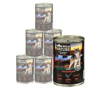 Dehner Wild Nature - Comida húmeda para Perros, sin Cereales, sin azúcar, para Perros Adultos, Pato, 6 latas de 400 g (2,4 kg)