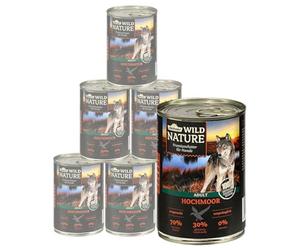 Dehner Wild Nature - Comida húmeda para Perros, sin Cereales, sin azúcar, para Perros Adultos, Pato, 6 latas de 400 g (2,4 kg)