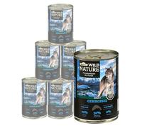 Dehner Wild Nature - Comida húmeda para Perros, sin Cereales, sin azúcar, para Perros Adultos, salmón y Pollo, 6 latas de 400 g (2,4 kg)
