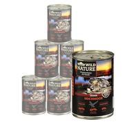 Dehner Wild Nature - Comida húmeda para Perros, sin Cereales, sin azúcar, para Perros Mayores, Pato, 6 latas de 400 g (2,4 kg)