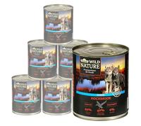 Dehner Wild Nature - Comida húmeda sin Cereales ni azúcar, para Cachorros y Perros jóvenes, Pato, 6 x 800 g (4,8 kg)