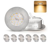 Dehobo 230V Focos LED Empotrables de IP44, Ultraplanos, Focos LED Interior Techo, downlight led techo empotrable, Blanco Cálido de 3000K, Juego de 6 Focos de Techo en Níquel Mate, Para Baño, Cocina