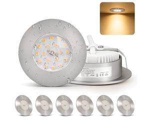 Dehobo 230V Focos LED Empotrables de IP44, Ultraplanos, Focos LED Interior Techo, downlight led techo empotrable, Blanco Cálido de 3000K, Juego de 6 Focos de Techo en Níquel Mate, Para Baño, Cocina