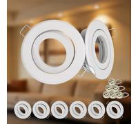 Dehobo Aluminio Empotrable Focos LED, Portalamparas GU10, Agujero Ø68-80mm | Focos LED Interior Techo 30° Regulable , Foco LED Interior apto Bombilla GU10 50mm, Ojos de Buey LED para Techo 6 Pz