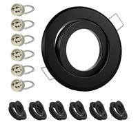 Dehobo Aluminio Empotrable Focos LED, Portalamparas GU10, Agujero Ø68-80mm | Focos LED Interior Techo 30° Regulable , Foco LED Interior apto Bombilla GU10 50mm, Ojos de Buey LED para Techo 6 Pz
