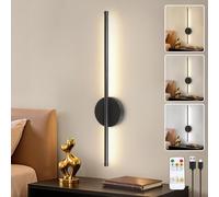 Dehobo Aplique Pared Interior Batería Recargable 1 PCS - Lampara de Pared con Interruptor y Mando - Lampara Salon Sin Cable Negro 60CM Dimmable 3 Temp. Color, para Dormitorio, Comedor, Escaleras