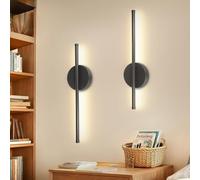 Dehobo Aplique Pared Interior Batería Recargable 2 PCS - Lampara de Pared con Interruptor y Mando - Lampara Salon Sin Cable Negro 40CM Dimmable 3 Temp. Color, para Dormitorio, Comedor, Escaleras