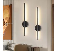 Dehobo Aplique Pared Interior Batería Recargable 2 PCS - Lampara de Pared con Interruptor y Mando - Lampara Salon Sin Cable Negro 60CM Dimmable 3 Temp. Color, para Dormitorio, Comedor, Escaleras