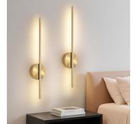 Dehobo Aplique Pared Interior Batería Recargable 2 PCS - Lampara de Pared con Interruptor y Mando - Lampara Salon Sin Cable Dorada 60CM Dimmable 3 Temp. Color, para Dormitorio, Comedor, Escaleras