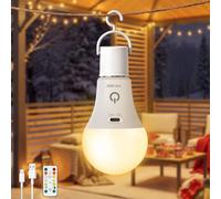 Dehobo Bombillas Recargable con Mando y Cronómetro - 7W Bombilla LED E27 3 Temperaturas de Color ajustables - Luz LED Recargable con Touch Control Luz Nocturna Infantil para Dormitorio, 1 Unidad