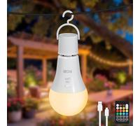 Dehobo Bombillas Recargable con Mando y Cronómetro - 7W Bombilla LED E27 Luce di Natale ajustables - Luz LED Recargable RGB Atmosfera di festa Decorazioni di Natale, 1 Pack