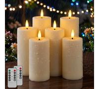 Dehobo Candele Led, Candele Led Fiamma Oscillante, IP65 (6 Pezzi), Con Timer E Telecomando (13,5/15/18cm x 5,5cm), Candela Senza Fiamma LED Ideali Per Patii, Matrimoni, Soggiorni, Halloween