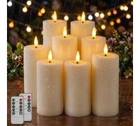 Dehobo Candele Led, Candele Led Fiamma Oscillante, IP65 (8 Pezzi), Con Timer E Telecomando (13,5/15/18/20cm x 5,5cm), Candela Senza Fiamma LED Ideali Per Patii, Matrimoni, Soggiorni, Halloween