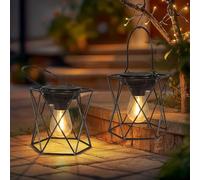 Dehobo Farolillos Solares Exterior - Forma de X Lampara Solar IP65 Impermeable 2 Piezas - Metal Luces Solares Exterior Jardin Colgante Vintage para Jardín, Balcón, Camping y Decoració, Halloween