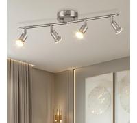 Dehobo Foco de Techo Rotación - Lámparas de Techo Níquel Mate de 4 Vías Gu10 LED Ligero 350 ° Ajustable Moderno Luces de Techo para Cocina Sala de Estar Sin Bombillas