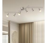 Dehobo Foco de Techo Rotación - Lámparas de Techo Níquel Mate de 6 Vías Gu10 LED Ligero 350 ° Ajustable Moderno Luces de Techo para Cocina Sala de Estar Sin Bombillas