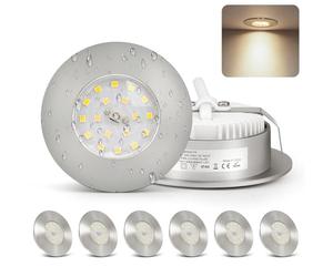 Dehobo Focos LED Empotrables de 230 V, Ultraplanos, 6 W, IP44, Para Baño, Luces LED Empotrables de Techo, Focos de Techo, Blanco Neutro 4000K, Juego de 6 Focos de Techo en Níquel Mate, Para Baño