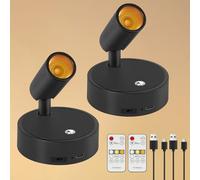 Dehobo Focos para Interiores con Control Remoto 2 Unidad - 3 Modos de Luz Foco LED Recargable con Temporizador y Ajuste de Brillo - Ajuste Ángulo 350° Ideal para Plantas, Pintura y Obras de Arte