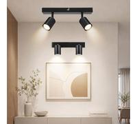 Dehobo GU10 Lámpara de Techo con 2 Focos, Lámpara de Pared Interior LED Blanco Ajustables, Foco de Pared para Interior Iluminación para Dormitorio Pasillo Cocina, Sin Bombilla GU10 Negro- 2 Piezas