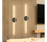 Dehobo Juego de 2 lámparas de pared que funcionan con pilas, rotación de 300°, recargables, 6600 mAh, con control remoto, dorado, 77 cm, luces de pared inalámbricas regulables, 3 temperaturas de color