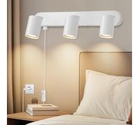 Dehobo Lámpara de pared Dormitorio con Interruptor - Aplique con Enchufe pared Casquillo GU10 Rotatorio 350° Blanco Moderno - Aplique Dormitorio con Cable Salón - Sin Bombilla