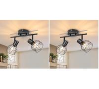 Dehobo Lámpara de Techo Ajustables y Giratorios con 2 Focos E14 LED, Lampara Foco de Techo Retro para Interiores Dormitorio Cocina, Sin Bombilla E14, Max. 40W (cada bombilla) (Paquete de 2)