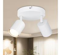 Dehobo Lámpara de Techo Blanco 2 Focos, Plafón de Techo Giratorio 350° Estilo Moderno, Foco de Techo GU10 Compatible con bombillas LED para Salón Dormitorio Pasillo, Sin Bombillas