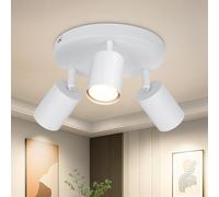 Dehobo Lámpara de Techo Blanco 3 Focos, Plafón de Techo Giratorio 350° Estilo Moderno, Foco de Techo GU10 Compatible con bombillas LED para Salón Dormitorio Pasillo, Sin Bombillas