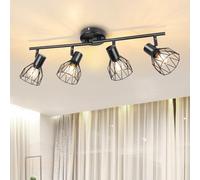 Dehobo Lámpara de Techo con 4 Focos LED E14, Foco de Techo Ajustables y Giratorios, Retro Lampara Industrial de Pared para Interiores Dormitorio Cocina, Sin Bombilla, Max. 40W cada Bombilla