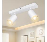 Dehobo Lámpara de Techo de 2 Focos Giratorios GU10, Lámpara de Pared Interior LED Blanco Ajustables, Foco de Pared para Interior Iluminación para Dormitorio Pasillo Cocina, Sin Bombilla GU10