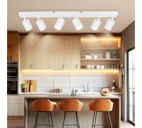 Dehobo Lámpara de Techo de 6 Focos Giratorios GU10, Lámpara de Pared Interior LED Blanco Ajustables, Foco de Pared para Interior Iluminación para Dormitorio Pasillo Cocina, Sin Bombilla GU10